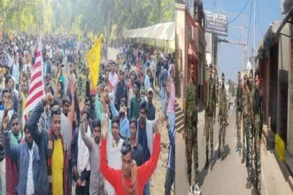 tribals and natives took to the streets with arrows