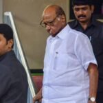 Ajit Pawar arrives at his uncle and NCP president Sharad Pawar's residence in Mumbai.