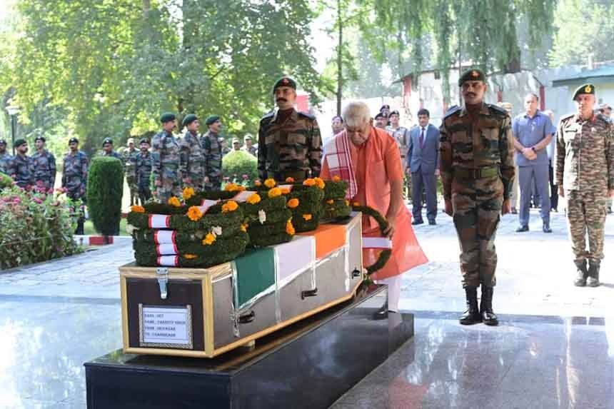 Jammu and Kashmir LG Manoj Sinha pays tribute to Shahid Pradeep Singh