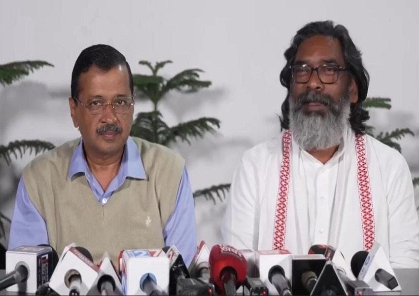Hemant Soren At Arvind Kejriwal's Residence