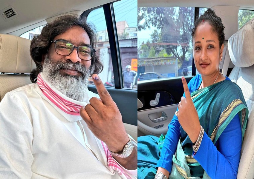 Hemant Soren and MLA Kalpana Soren voted Hemant Soren and MLA Kalpana Soren voted