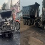 Criminals Set fire to two highways loaded with Coal