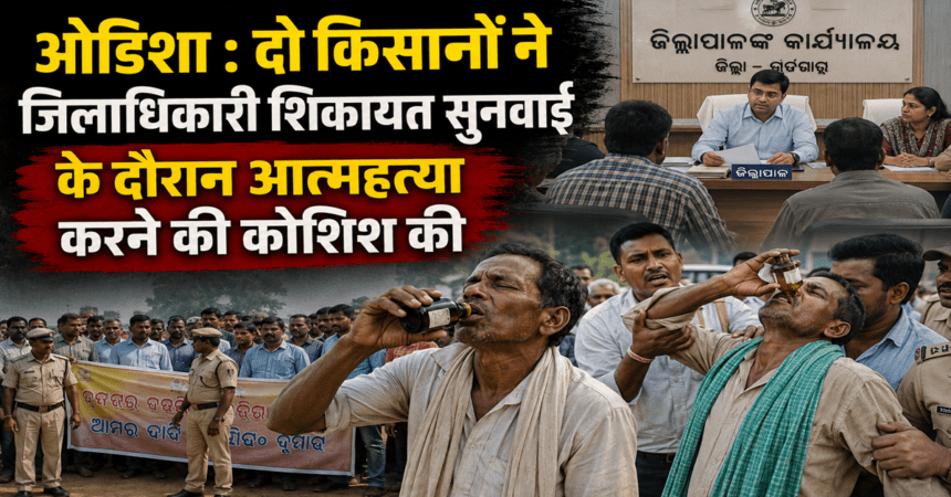 Odisha News, Kendrapara News, Farmer Protest, Farmer Suicide Attempt
