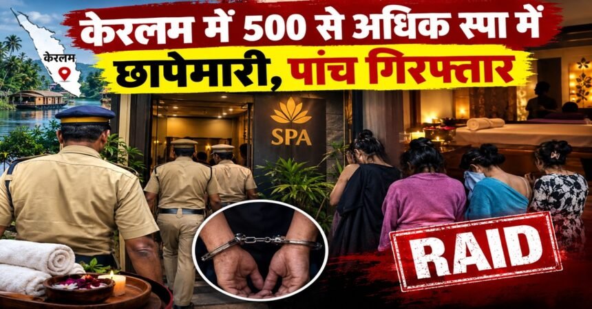 Kerala Spa Raid News Collage