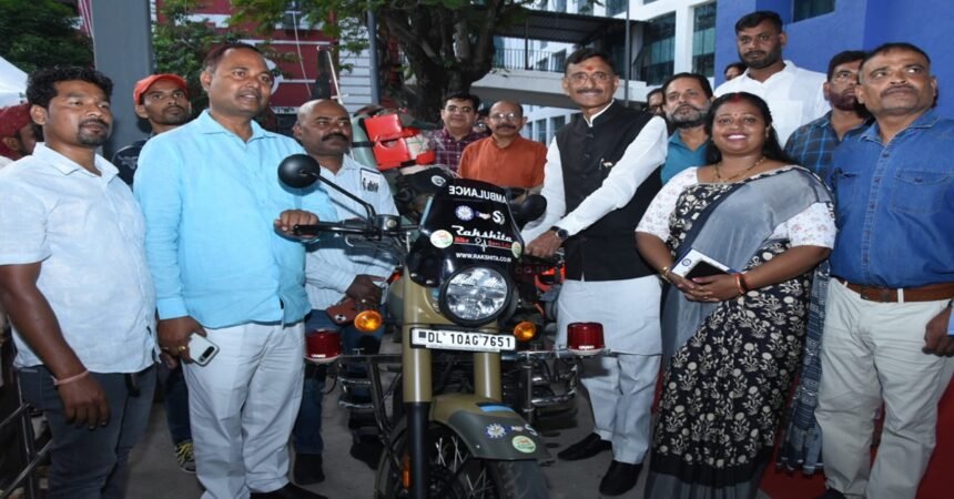 Ranchi news, Namo Jeevan Rakshak, bike ambulance Ranchi, Sanjay Seth, health services Jharkhand, DRDO technology, local updates